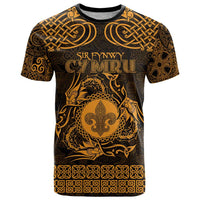 Personalized Monmouthshire Sir Fynwy T Shirt Gold Fleur-de-lis Celtic-inspired - Wonder Print Shop