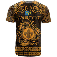 Personalized Monmouthshire Sir Fynwy T Shirt Gold Fleur-de-lis Celtic-inspired - Wonder Print Shop