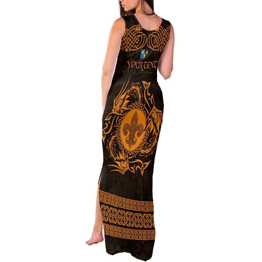 Personalized Monmouthshire Sir Fynwy Tank Maxi Dress Gold Fleur-de-lis Celtic-inspired - Wonder Print Shop