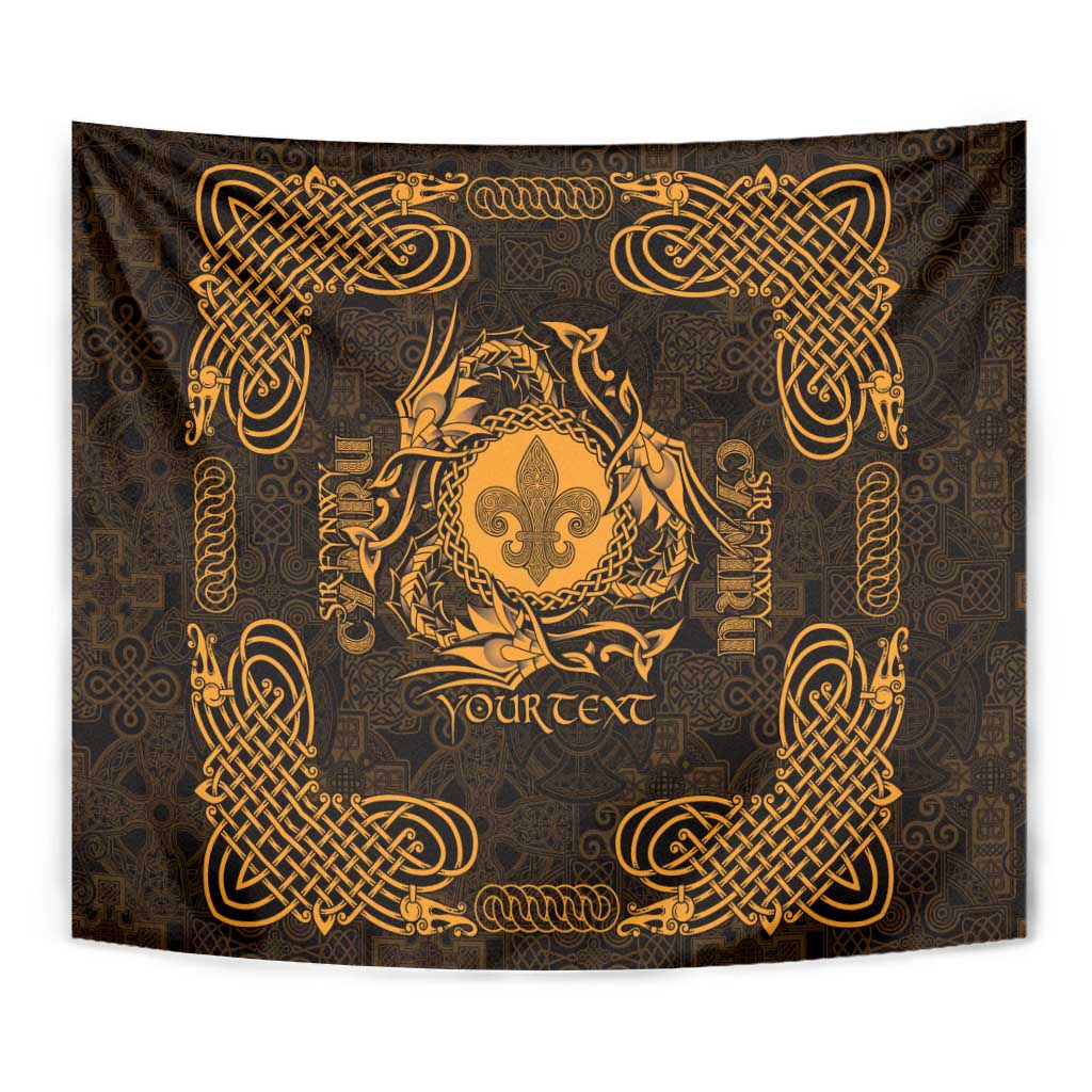 Personalized Monmouthshire Sir Fynwy Tapestry Gold Fleur-de-lis Celtic-inspired - Wonder Print Shop