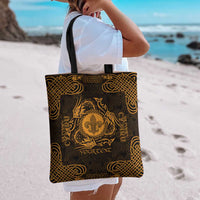 Personalized Monmouthshire Sir Fynwy Tote Bag Gold Fleur-de-lis Celtic-inspired - Wonder Print Shop