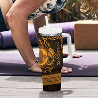 Personalized Monmouthshire Sir Fynwy Tumbler With Handle Gold Fleur-de-lis Celtic-inspired - Wonder Print Shop