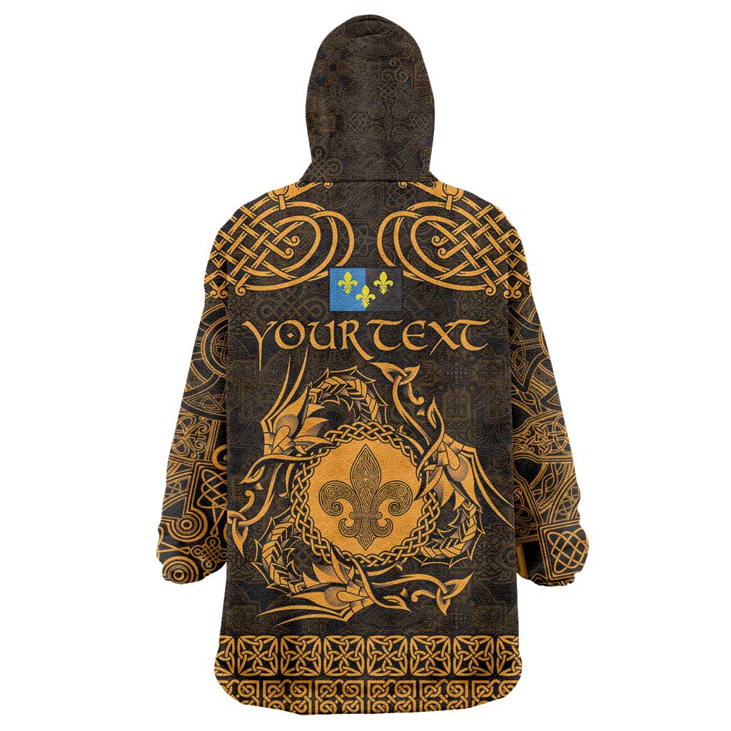Personalized Monmouthshire Sir Fynwy Wearable Blanket Hoodie Gold Fleur-de-lis Celtic-inspired - Wonder Print Shop