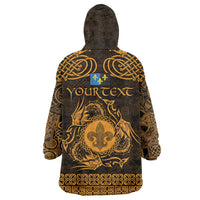 Personalized Monmouthshire Sir Fynwy Wearable Blanket Hoodie Gold Fleur-de-lis Celtic-inspired - Wonder Print Shop