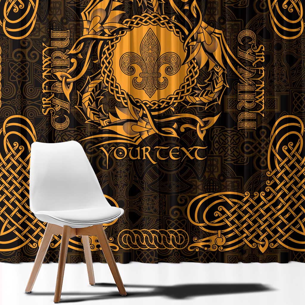 Personalized Monmouthshire Sir Fynwy Window Curtain Gold Fleur-de-lis Celtic-inspired - Wonder Print Shop