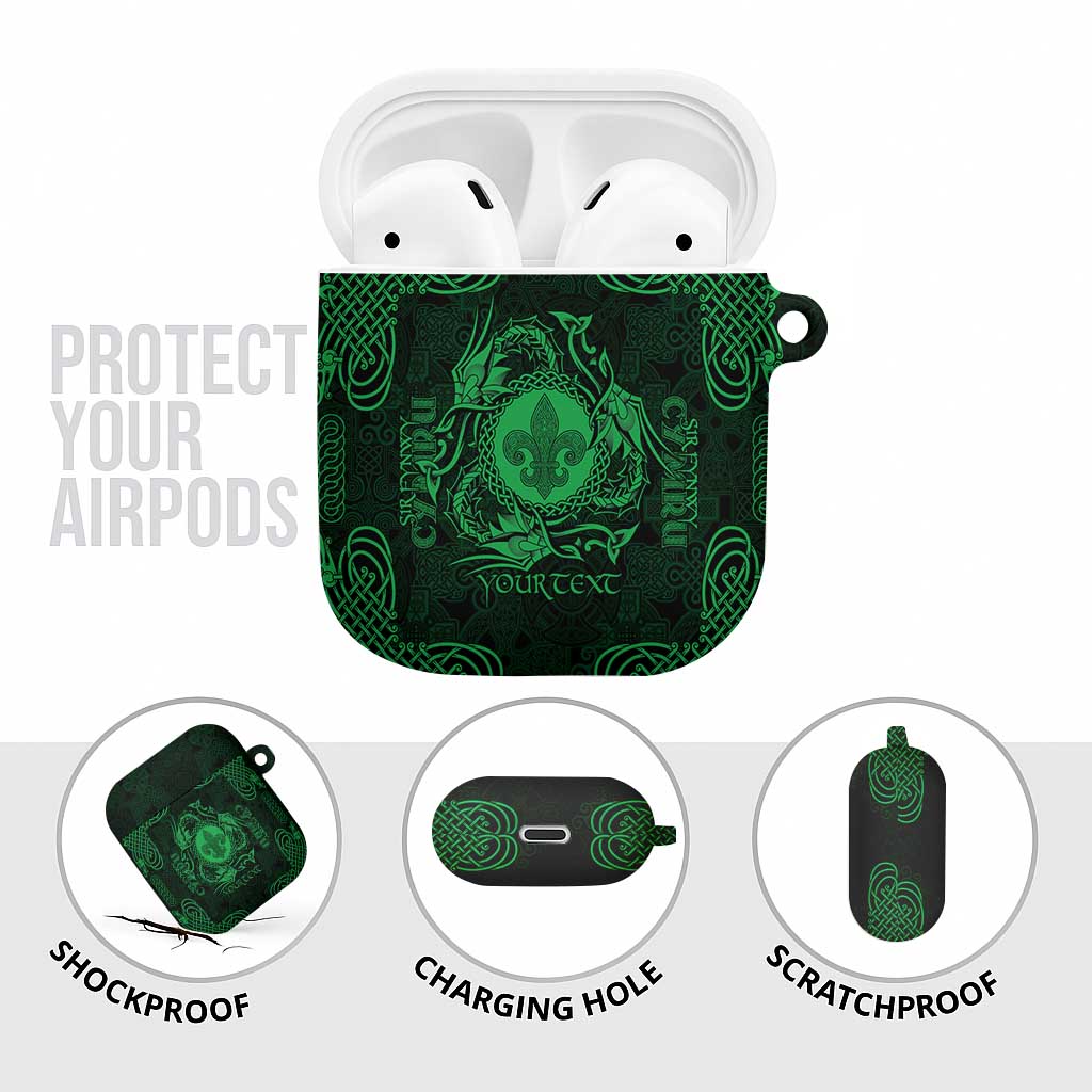 Personalized Monmouthshire Sir Fynwy AirPods Case Green Fleur-de-lis Celtic-inspired - Wonder Print Shop