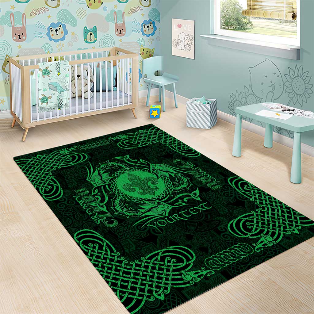 Personalized Monmouthshire Sir Fynwy Area Rug Green Fleur-de-lis Celtic-inspired - Wonder Print Shop