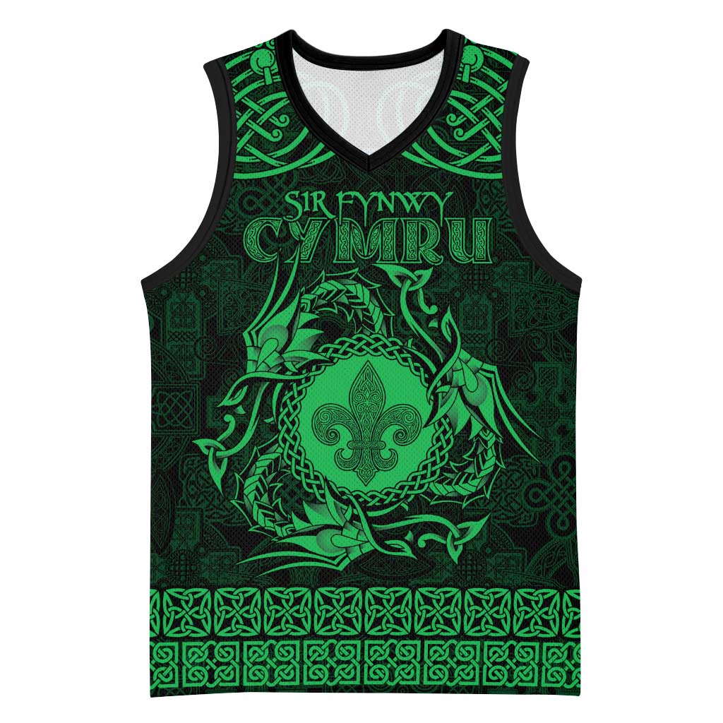 Personalized Monmouthshire Sir Fynwy Basketball Jersey Green Fleur-de-lis Celtic-inspired - Wonder Print Shop