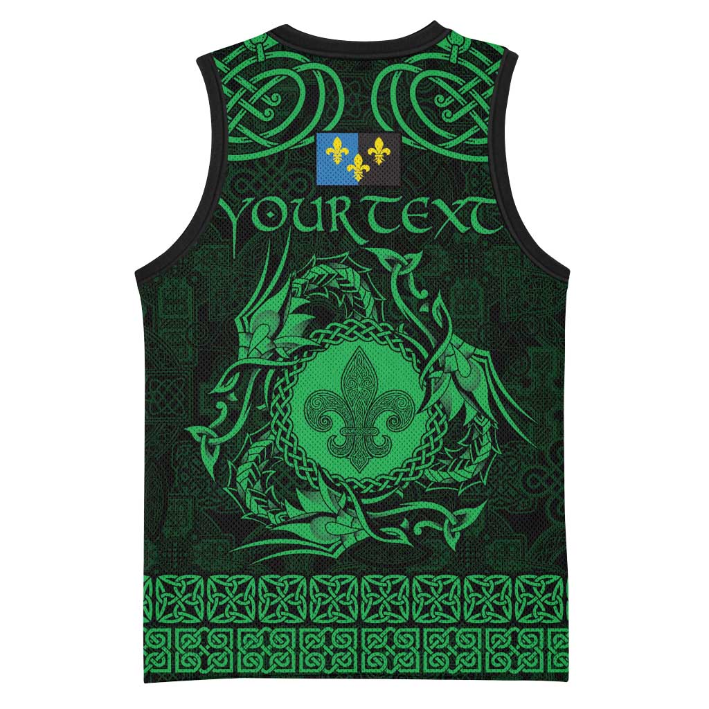 Personalized Monmouthshire Sir Fynwy Basketball Jersey Green Fleur-de-lis Celtic-inspired - Wonder Print Shop