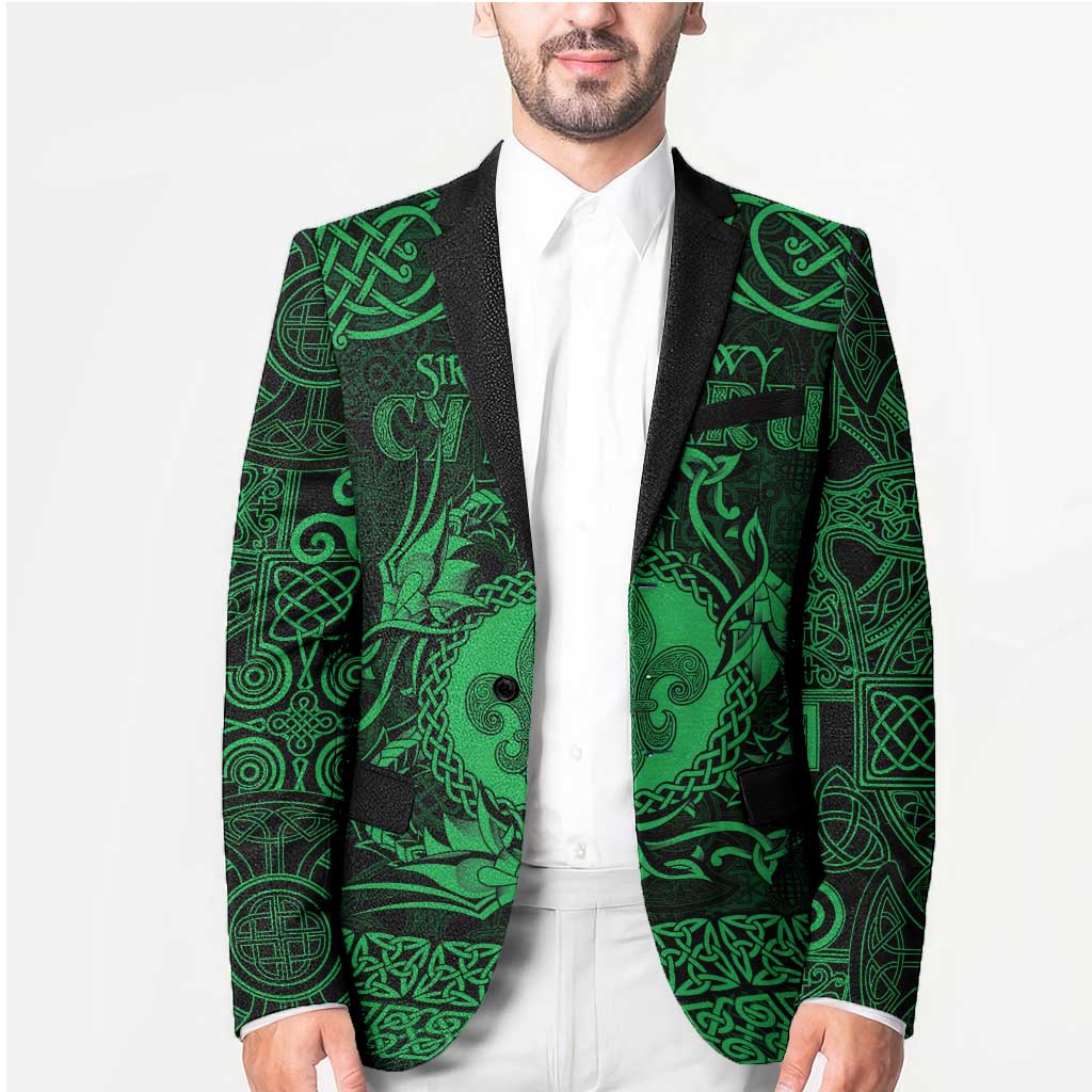 Personalized Monmouthshire Sir Fynwy Blazer Green Fleur-de-lis Celtic-inspired - Wonder Print Shop