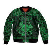 Personalized Monmouthshire Sir Fynwy Bomber Jacket Green Fleur-de-lis Celtic-inspired - Wonder Print Shop