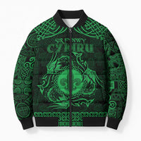 Personalized Monmouthshire Sir Fynwy Bomber Puffer Jacket Green Fleur-de-lis Celtic-inspired - Wonder Print Shop