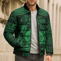Personalized Monmouthshire Sir Fynwy Bomber Puffer Jacket Green Fleur-de-lis Celtic-inspired - Wonder Print Shop