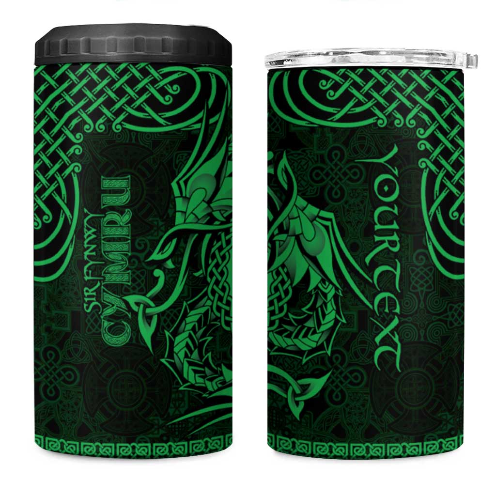 Personalized Monmouthshire Sir Fynwy 4 in 1 Can Cooler Tumbler Green Fleur-de-lis Celtic-inspired - Wonder Print Shop