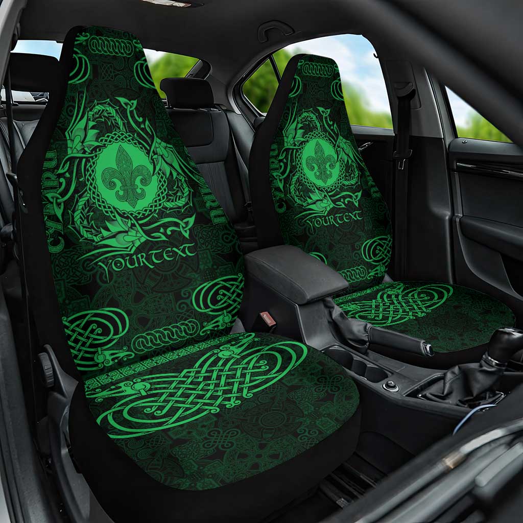 Personalized Monmouthshire Sir Fynwy Car Seat Cover Green Fleur-de-lis Celtic-inspired - Wonder Print Shop