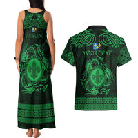 Personalized Monmouthshire Sir Fynwy Couples Matching Tank Maxi Dress and Hawaiian Shirt Green Fleur-de-lis Celtic-inspired - Wonder Print Shop