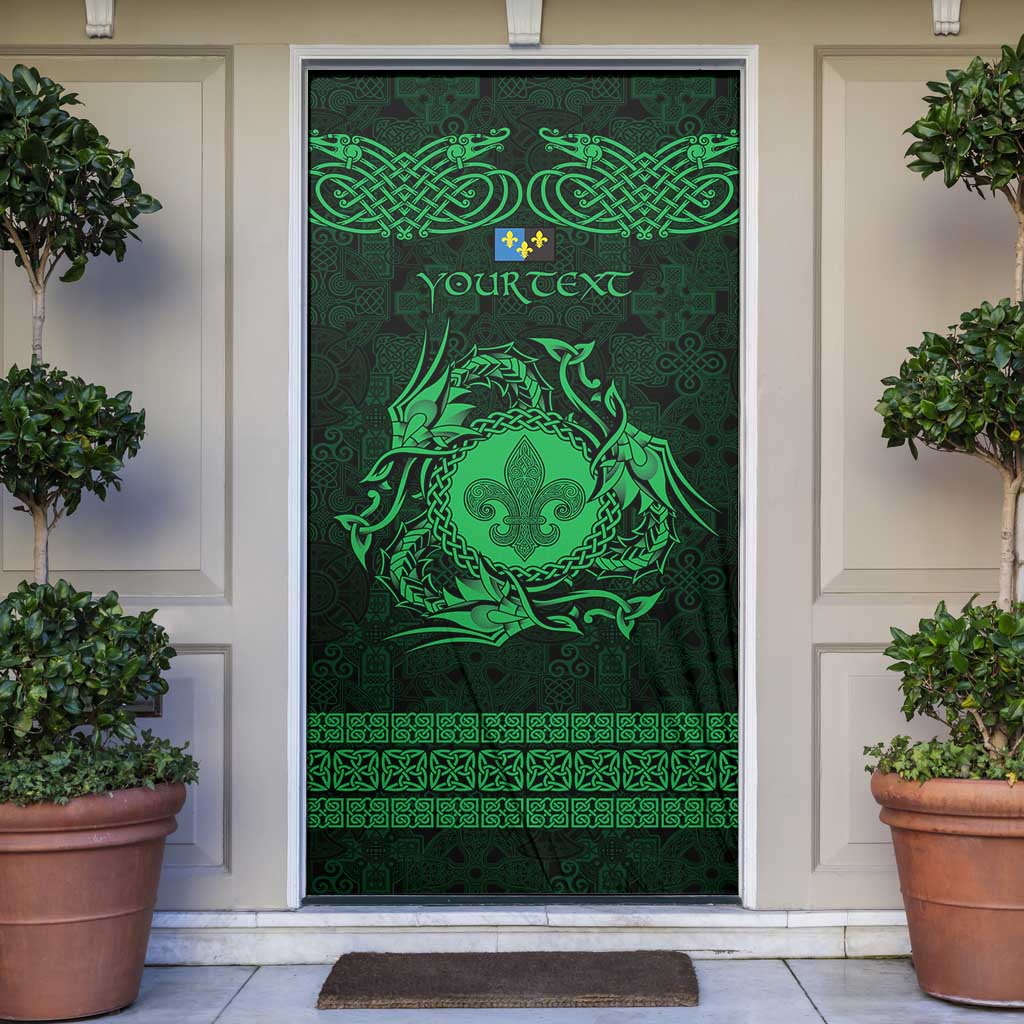 Personalized Monmouthshire Sir Fynwy Door Cover Green Fleur-de-lis Celtic-inspired - Wonder Print Shop