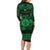 Personalized Monmouthshire Sir Fynwy Family Matching Long Sleeve Bodycon Dress and Hawaiian Shirt Green Fleur-de-lis Celtic-inspired - Wonder Print Shop