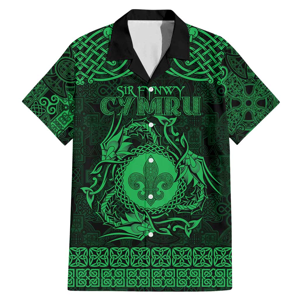 Personalized Monmouthshire Sir Fynwy Family Matching Mermaid Dress and Hawaiian Shirt Green Fleur-de-lis Celtic-inspired - Wonder Print Shop