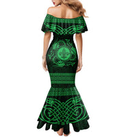 Personalized Monmouthshire Sir Fynwy Family Matching Mermaid Dress and Hawaiian Shirt Green Fleur-de-lis Celtic-inspired - Wonder Print Shop