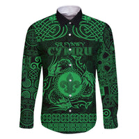 Personalized Monmouthshire Sir Fynwy Family Matching Off The Shoulder Long Sleeve Dress and Hawaiian Shirt Green Fleur-de-lis Celtic-inspired - Wonder Print Shop