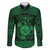 Personalized Monmouthshire Sir Fynwy Family Matching Off The Shoulder Long Sleeve Dress and Hawaiian Shirt Green Fleur-de-lis Celtic-inspired - Wonder Print Shop