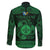 Personalized Monmouthshire Sir Fynwy Family Matching Off The Shoulder Long Sleeve Dress and Hawaiian Shirt Green Fleur-de-lis Celtic-inspired - Wonder Print Shop