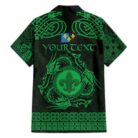 Personalized Monmouthshire Sir Fynwy Family Matching Off Shoulder Maxi Dress and Hawaiian Shirt Green Fleur-de-lis Celtic-inspired - Wonder Print Shop