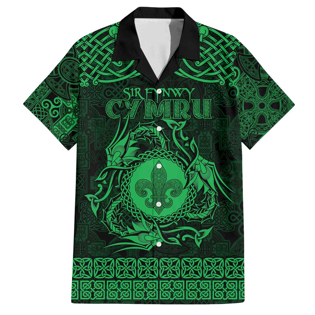 Personalized Monmouthshire Sir Fynwy Family Matching Puletasi and Hawaiian Shirt Green Fleur-de-lis Celtic-inspired - Wonder Print Shop