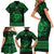 Personalized Monmouthshire Sir Fynwy Family Matching Short Sleeve Bodycon Dress and Hawaiian Shirt Green Fleur-de-lis Celtic-inspired - Wonder Print Shop