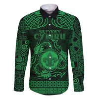 Personalized Monmouthshire Sir Fynwy Family Matching Short Sleeve Bodycon Dress and Hawaiian Shirt Green Fleur-de-lis Celtic-inspired - Wonder Print Shop
