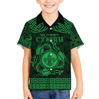Personalized Monmouthshire Sir Fynwy Family Matching Summer Maxi Dress and Hawaiian Shirt Green Fleur-de-lis Celtic-inspired - Wonder Print Shop