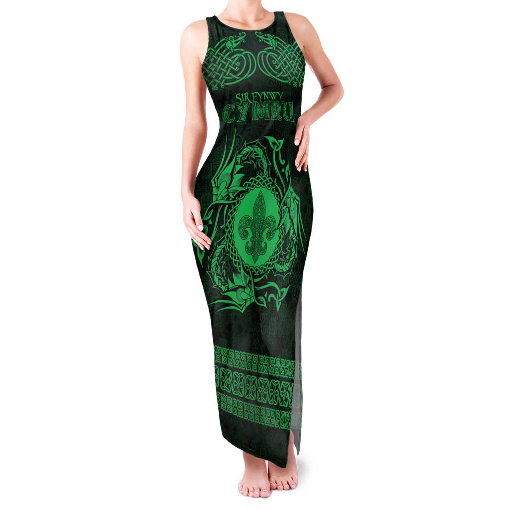 Personalized Monmouthshire Sir Fynwy Family Matching Tank Maxi Dress and Hawaiian Shirt Green Fleur-de-lis Celtic-inspired - Wonder Print Shop