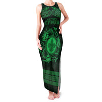 Personalized Monmouthshire Sir Fynwy Family Matching Tank Maxi Dress and Hawaiian Shirt Green Fleur-de-lis Celtic-inspired - Wonder Print Shop