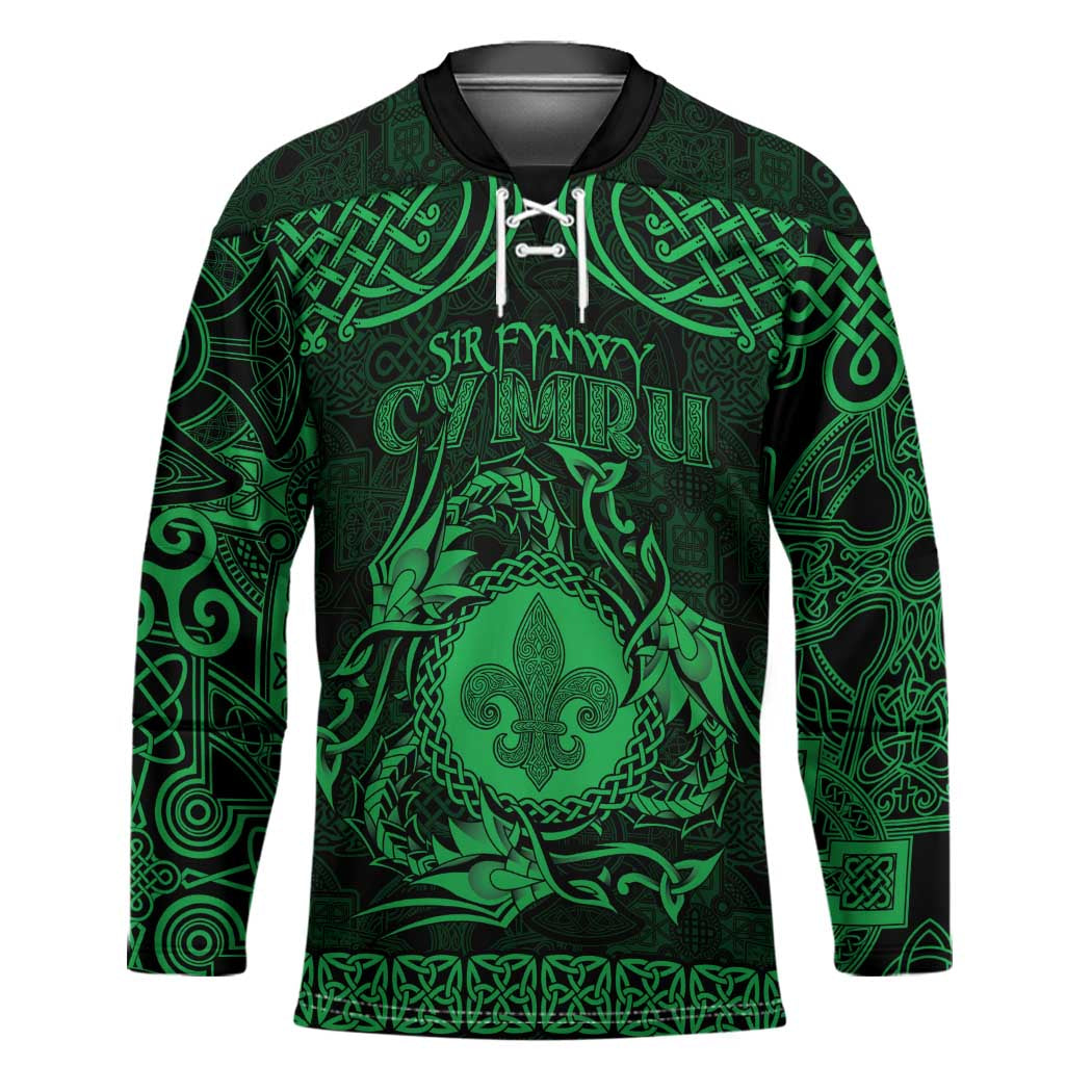 Personalized Monmouthshire Sir Fynwy Hockey Jersey Green Fleur-de-lis Celtic-inspired - Wonder Print Shop