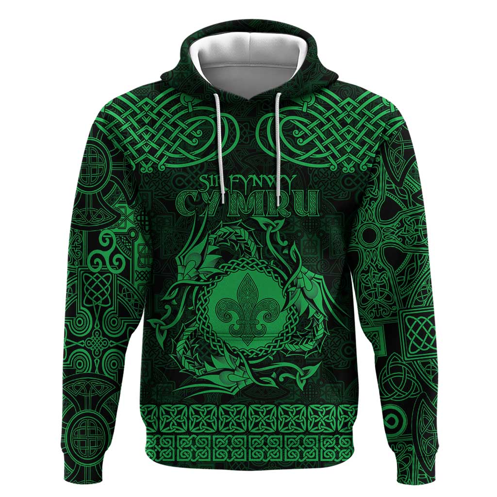 Personalized Monmouthshire Sir Fynwy Hoodie Green Fleur-de-lis Celtic-inspired - Wonder Print Shop