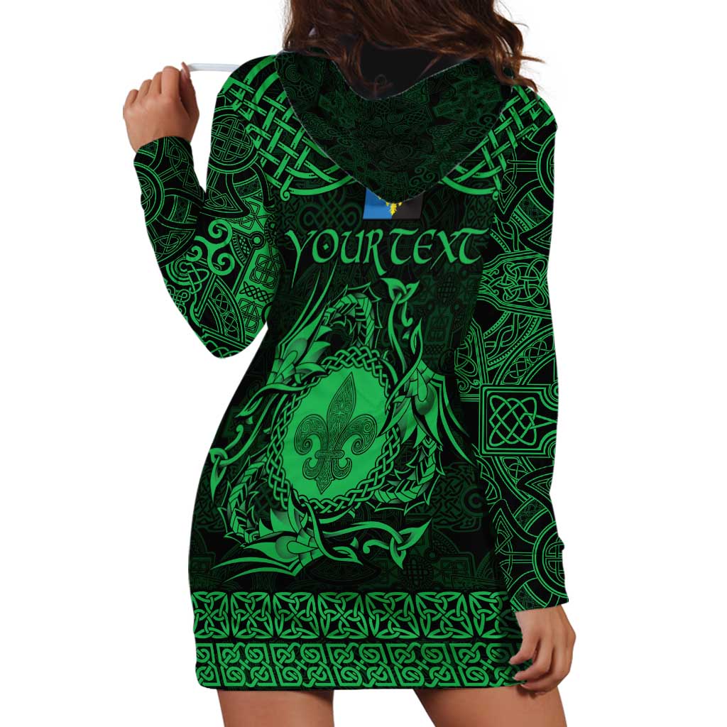 Personalized Monmouthshire Sir Fynwy Hoodie Dress Green Fleur-de-lis Celtic-inspired - Wonder Print Shop