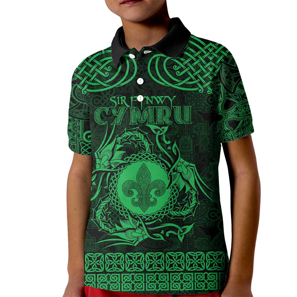 Personalized Monmouthshire Sir Fynwy Kid Polo Shirt Green Fleur-de-lis Celtic-inspired - Wonder Print Shop
