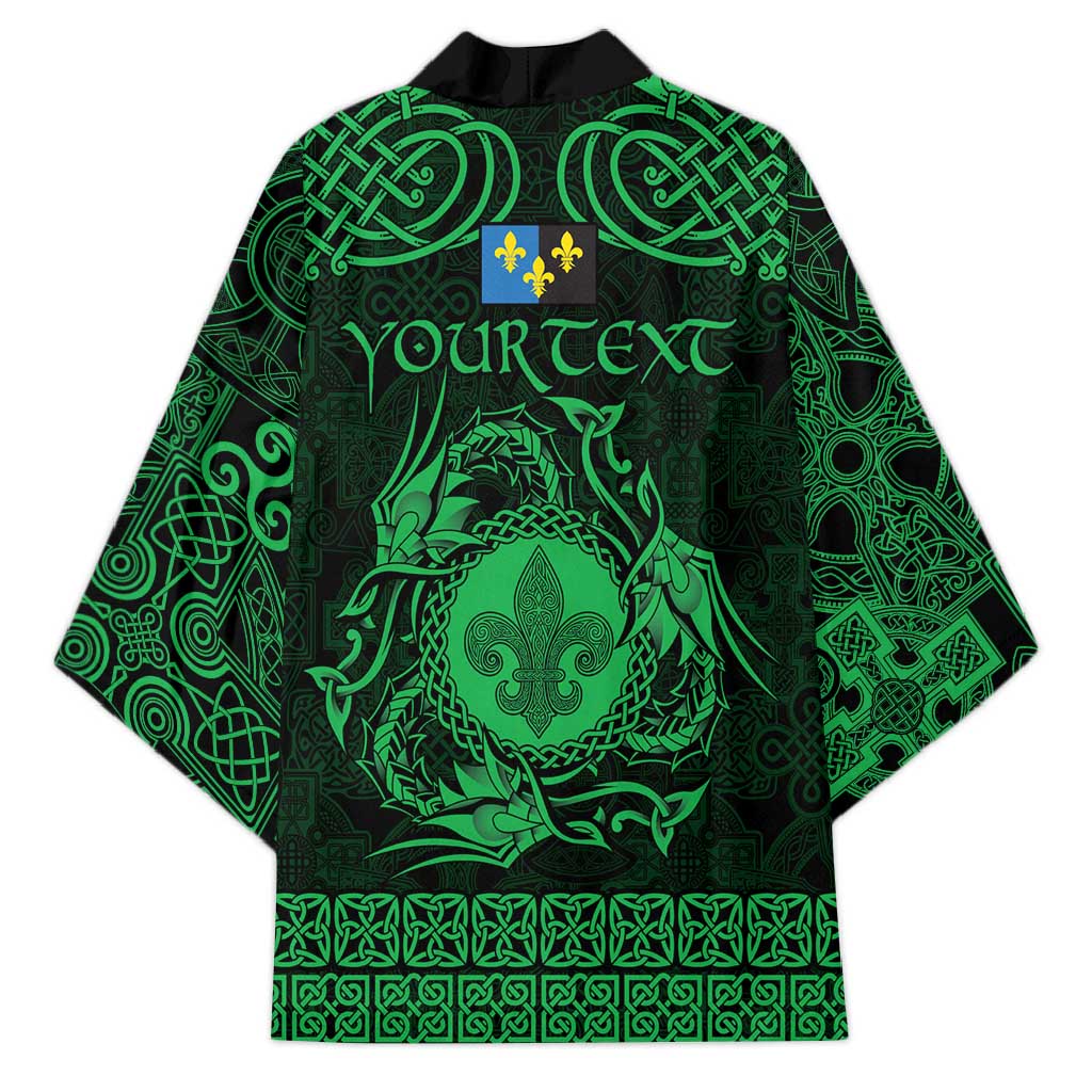 Personalized Monmouthshire Sir Fynwy Kimono Green Fleur-de-lis Celtic-inspired - Wonder Print Shop