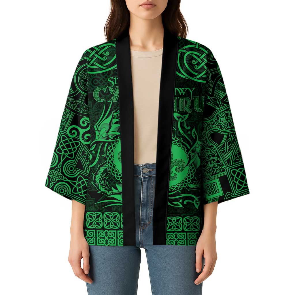 Personalized Monmouthshire Sir Fynwy Kimono Green Fleur-de-lis Celtic-inspired - Wonder Print Shop