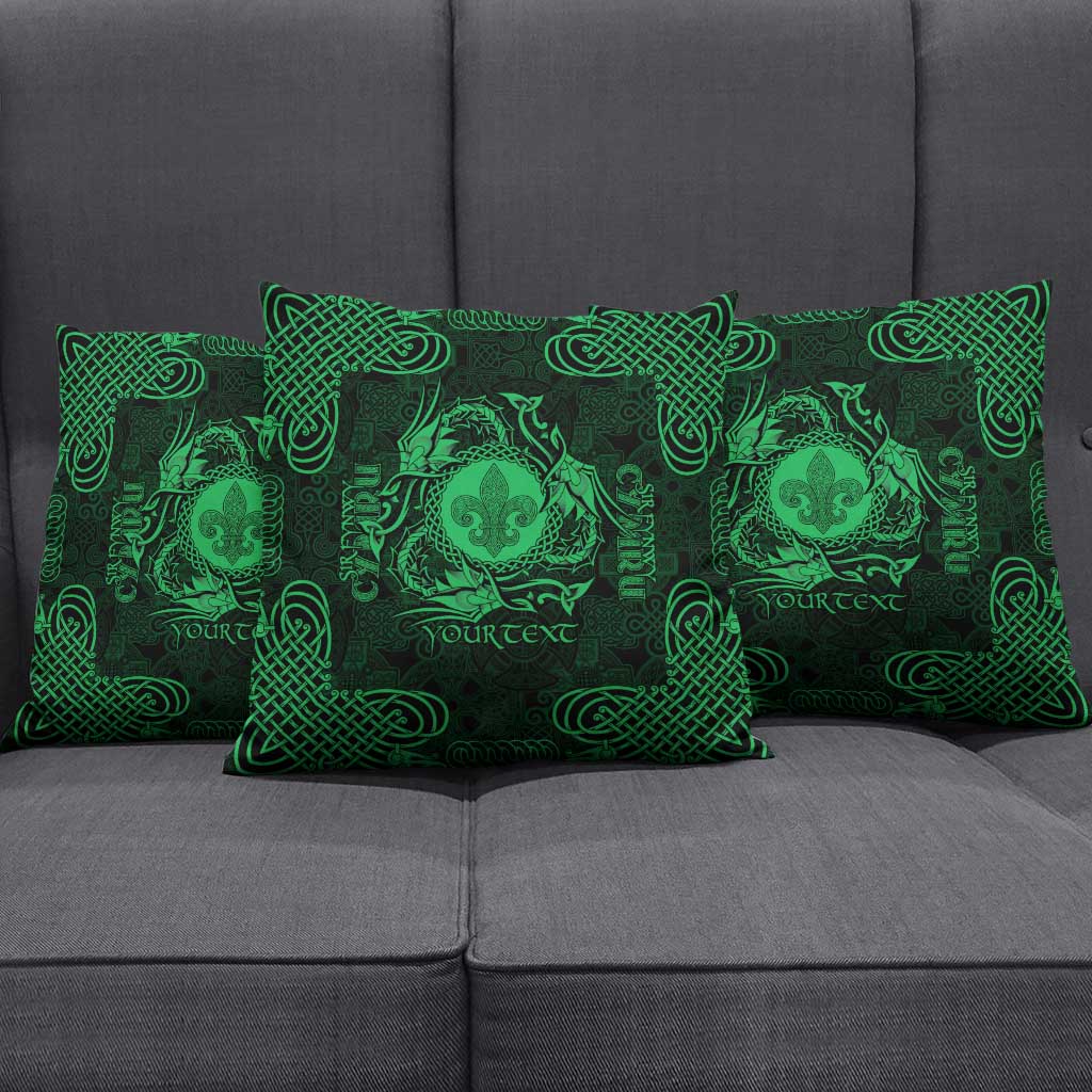 Personalized Monmouthshire Sir Fynwy Pillow Cover Green Fleur-de-lis Celtic-inspired - Wonder Print Shop
