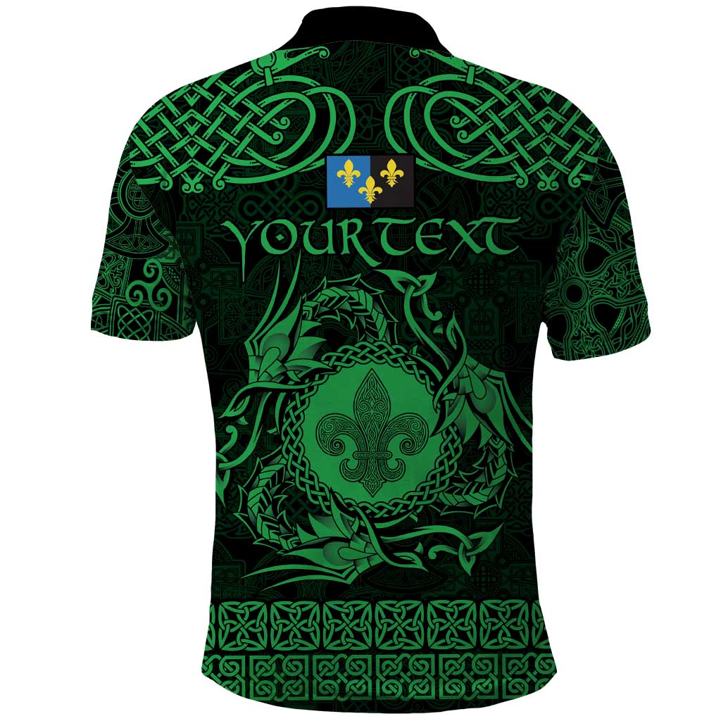 Personalized Monmouthshire Sir Fynwy Polo Shirt Green Fleur-de-lis Celtic-inspired - Wonder Print Shop