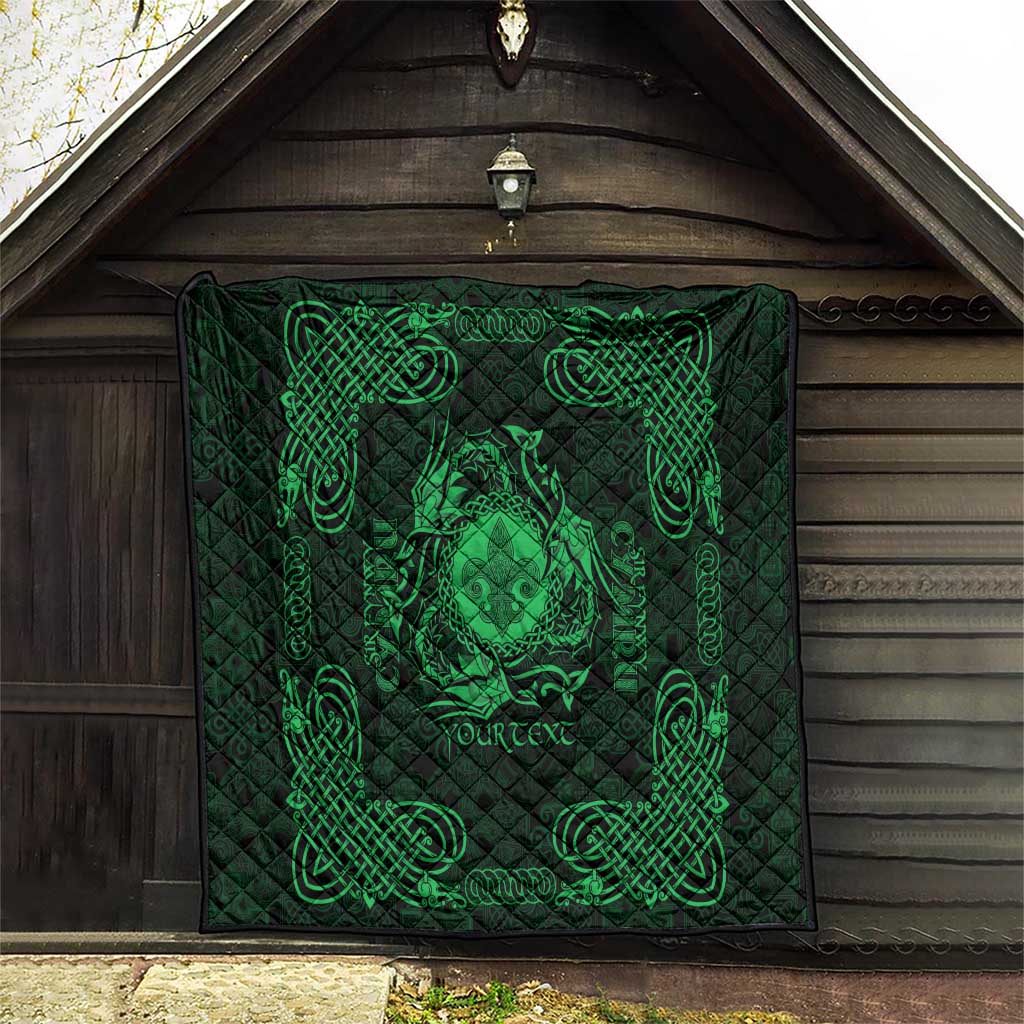 Personalized Monmouthshire Sir Fynwy Quilt Green Fleur-de-lis Celtic-inspired - Wonder Print Shop
