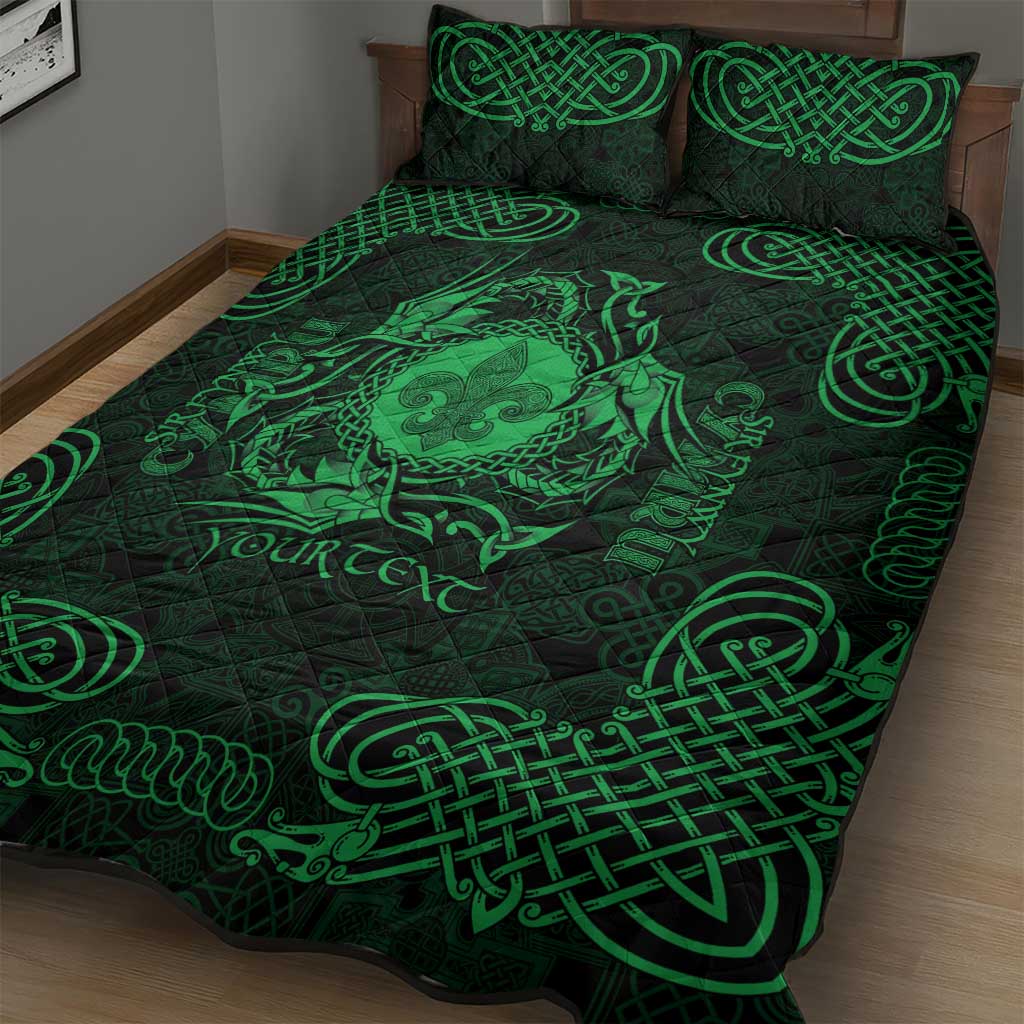 Personalized Monmouthshire Sir Fynwy Quilt Bed Set Green Fleur-de-lis Celtic-inspired - Wonder Print Shop