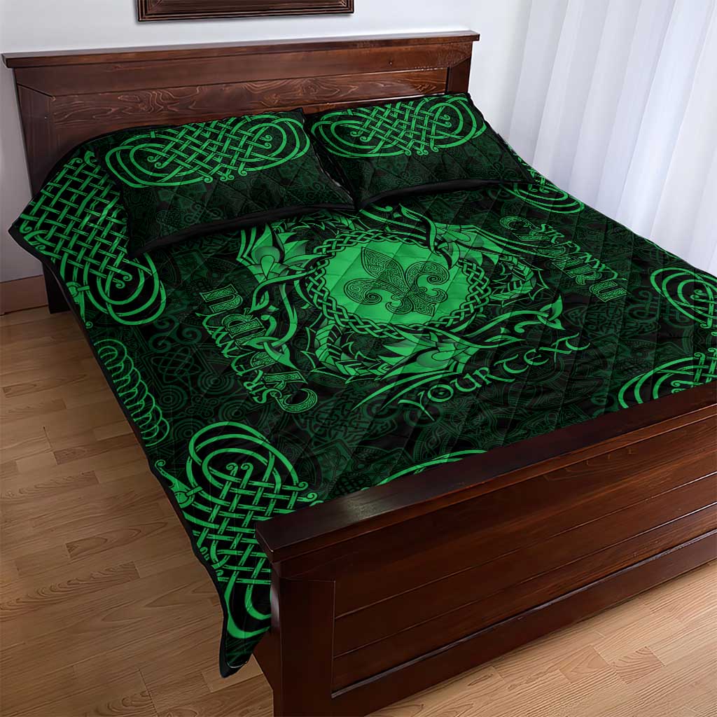 Personalized Monmouthshire Sir Fynwy Quilt Bed Set Green Fleur-de-lis Celtic-inspired - Wonder Print Shop