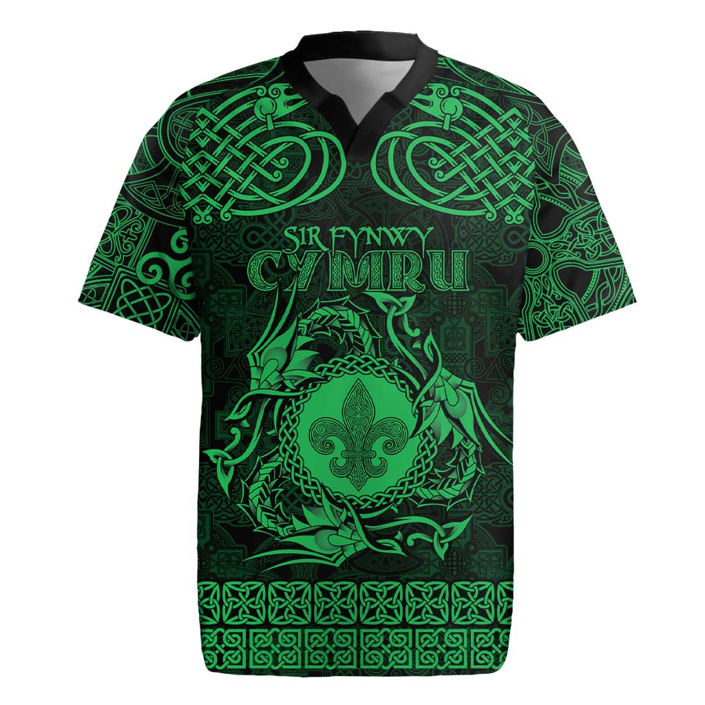 Personalized Monmouthshire Sir Fynwy Rugby Jersey Green Fleur-de-lis Celtic-inspired - Wonder Print Shop