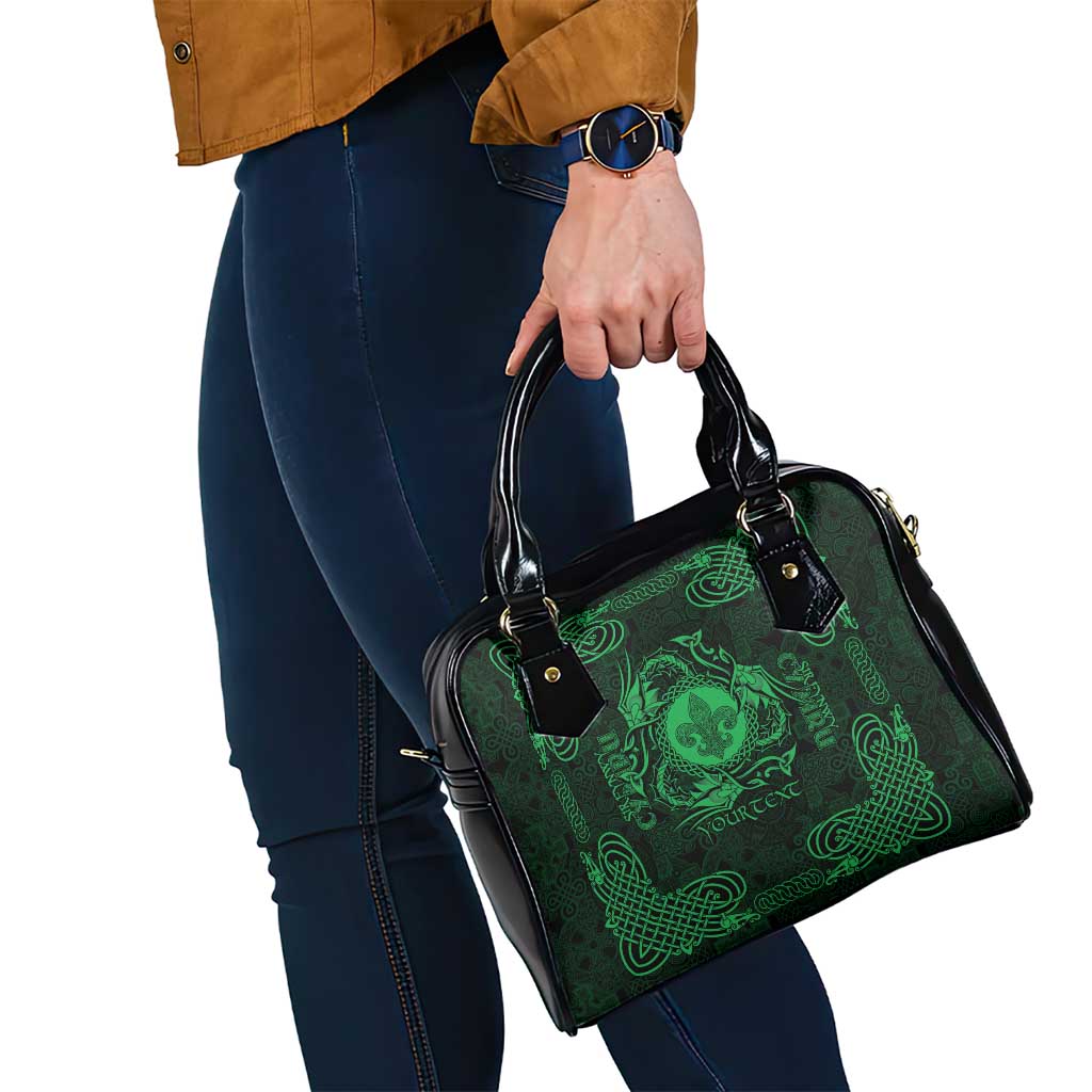 Personalized Monmouthshire Sir Fynwy Shoulder Handbag Green Fleur-de-lis Celtic-inspired - Wonder Print Shop