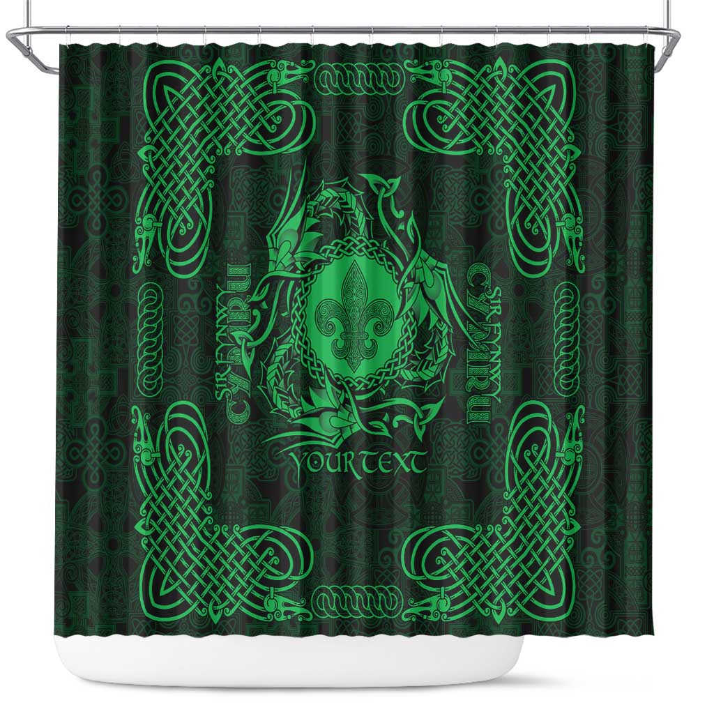 Personalized Monmouthshire Sir Fynwy Shower Curtain Green Fleur-de-lis Celtic-inspired - Wonder Print Shop