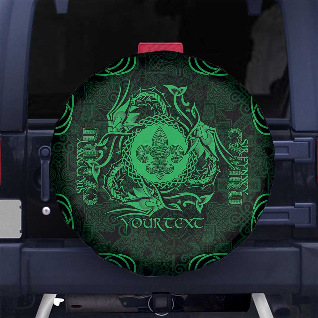 Personalized Monmouthshire Sir Fynwy Spare Tire Cover Green Fleur-de-lis Celtic-inspired - Wonder Print Shop