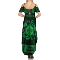 Personalized Monmouthshire Sir Fynwy Summer Maxi Dress Green Fleur-de-lis Celtic-inspired - Wonder Print Shop